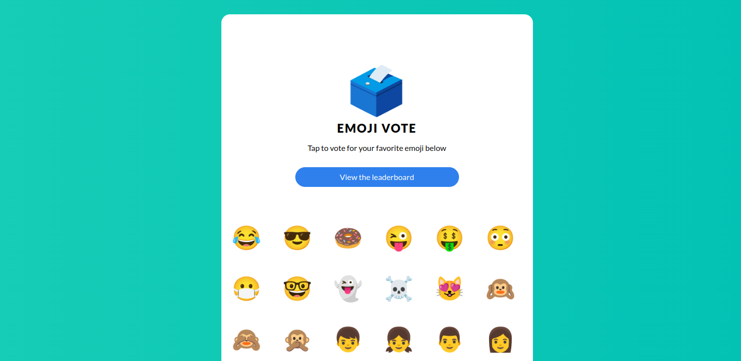 screenshot of the emojivoto UI